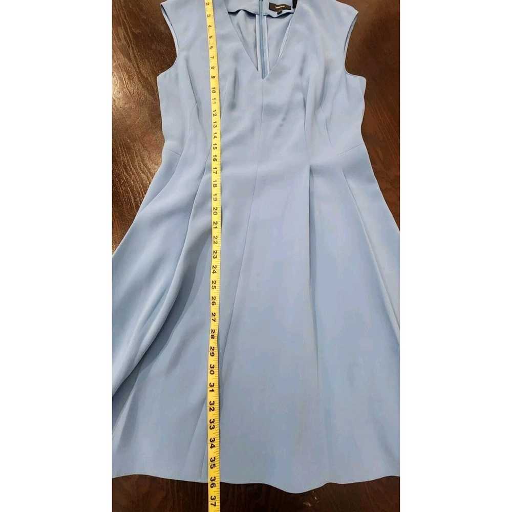 Theory Pleated Cap Sleeve Crepe Dress Light Lapis… - image 10