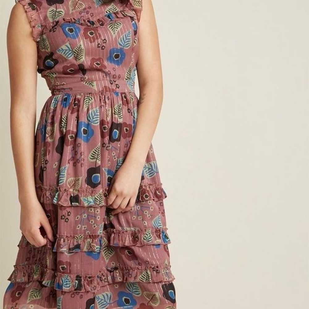 Modcloth Ruffled Floral Midi Dress Womens Small M… - image 4
