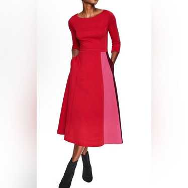 Boden Dress 10 Red Claudia Colorblock Ponte Midi … - image 1