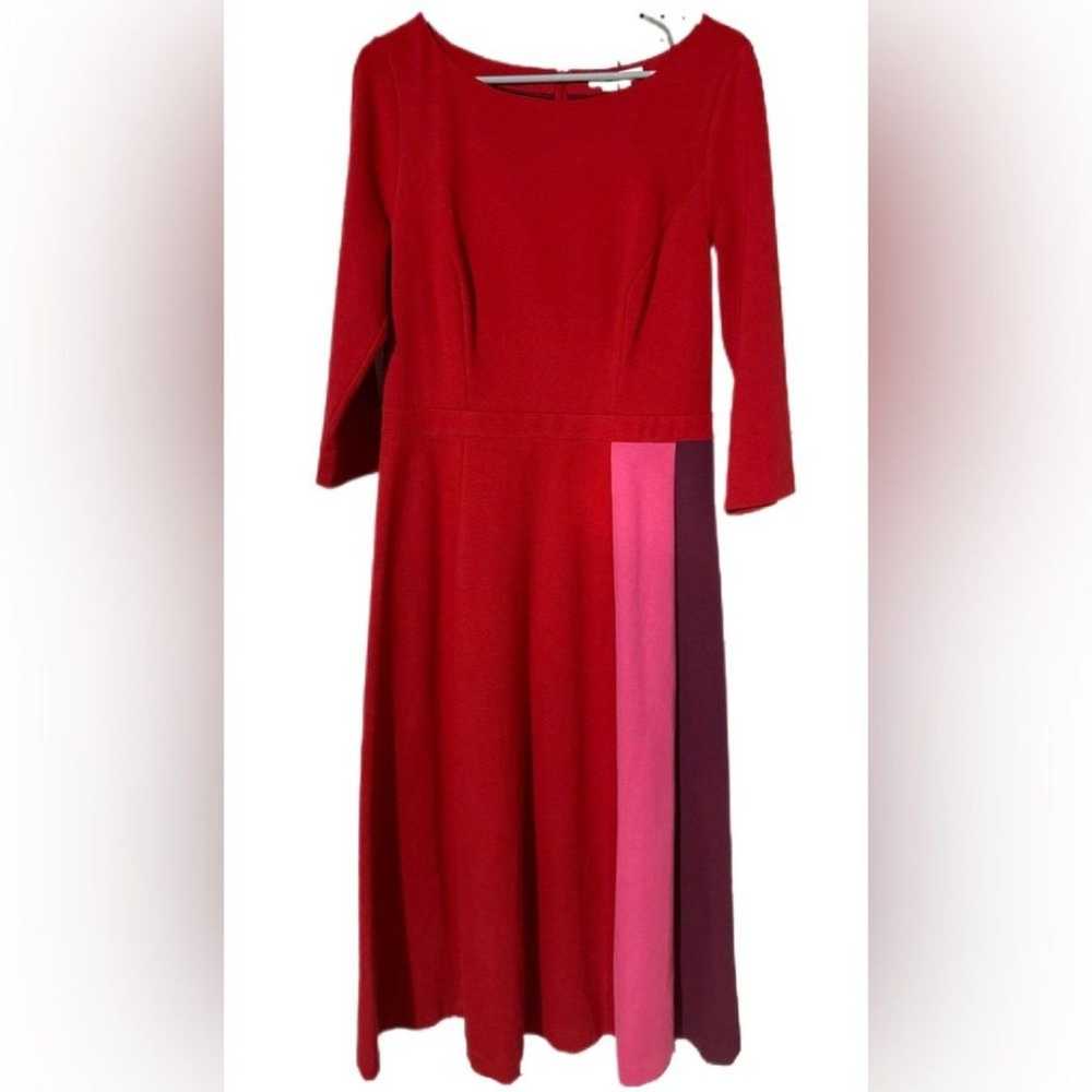 Boden Dress 10 Red Claudia Colorblock Ponte Midi … - image 3