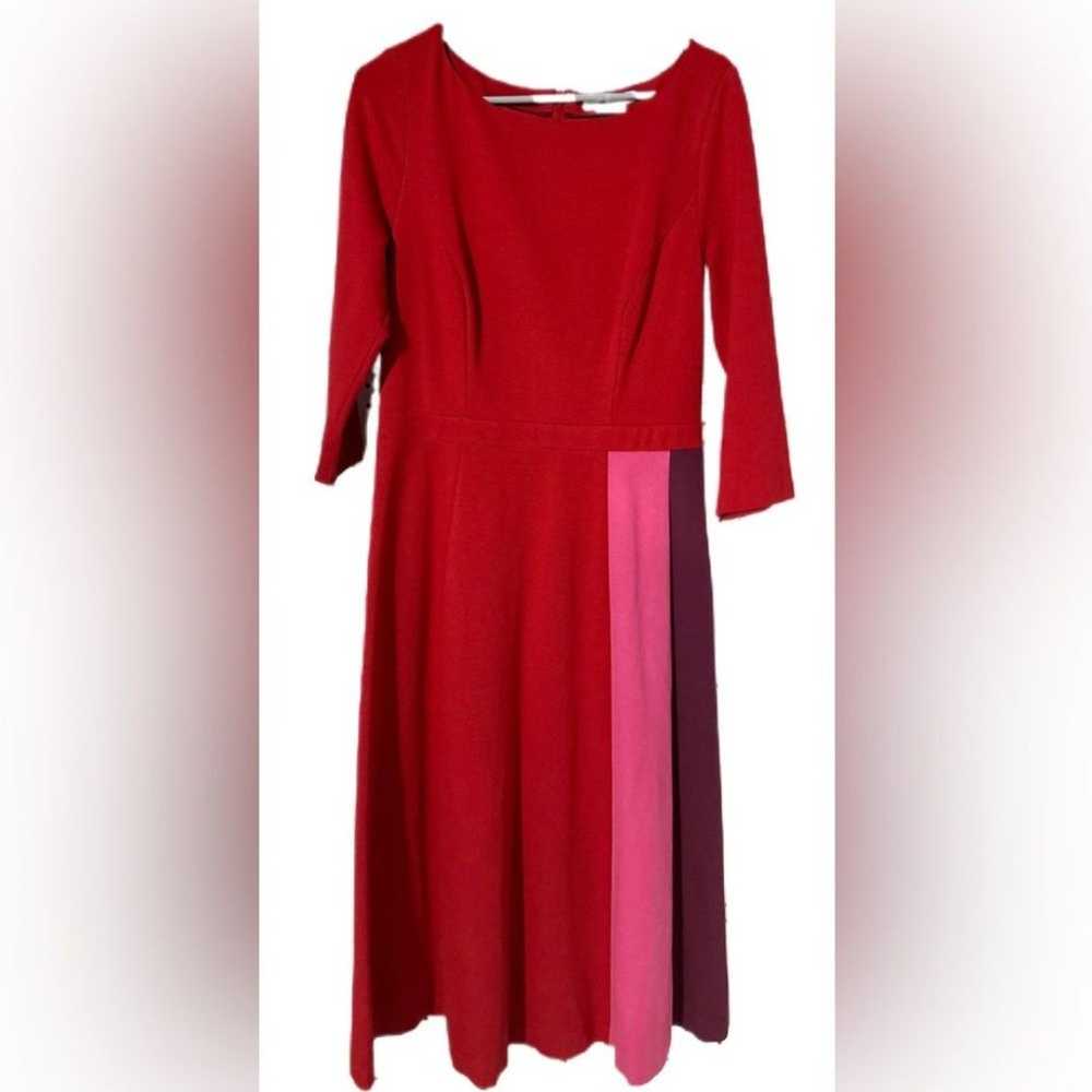 Boden Dress 10 Red Claudia Colorblock Ponte Midi … - image 4