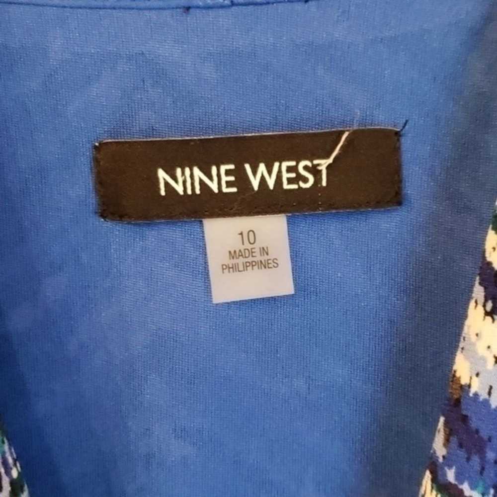 Nine West Halter Blue Chevron Maxi Dress Size 10 - image 10