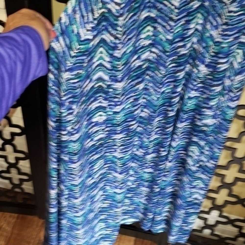 Nine West Halter Blue Chevron Maxi Dress Size 10 - image 12
