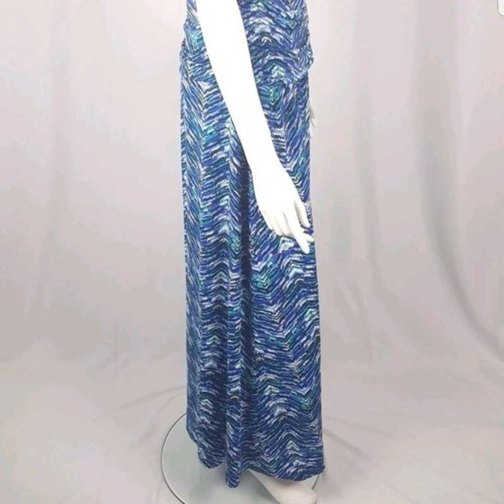 Nine West Halter Blue Chevron Maxi Dress Size 10 - image 5