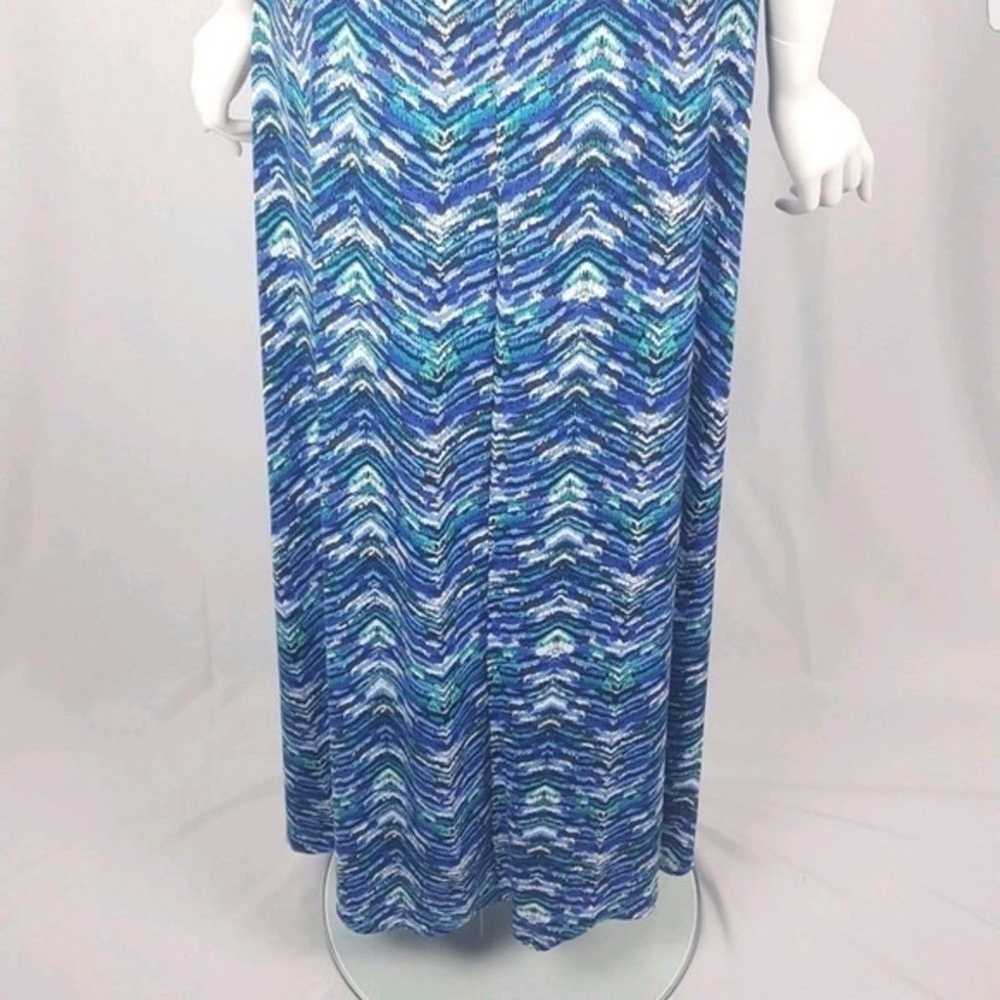 Nine West Halter Blue Chevron Maxi Dress Size 10 - image 7