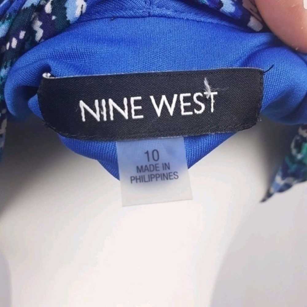 Nine West Halter Blue Chevron Maxi Dress Size 10 - image 8