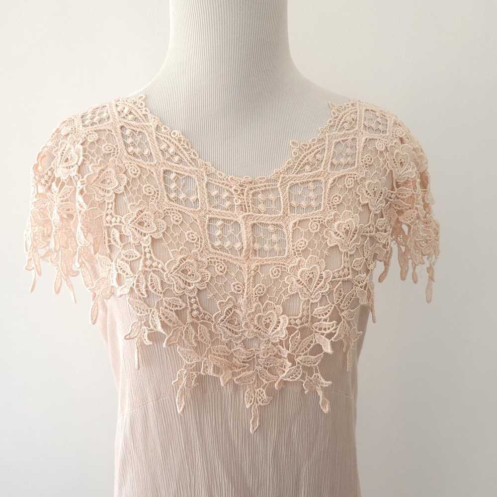 Vintage 80s Magnet Art Lynn Yang Maxi Dress Lace … - image 4