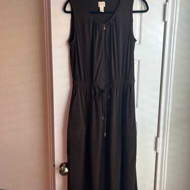 Chicos Brown Tie Waist Sleeveless 1/4 Zip Dress S… - image 1