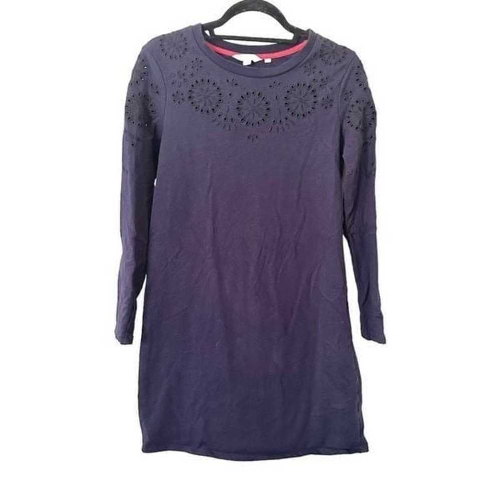 BODEN Eyelet Cotton Sweatshirt Dress Sz 6R - image 1