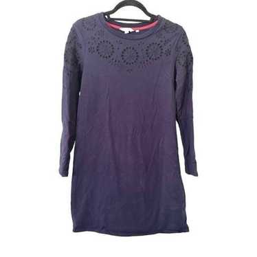 BODEN Eyelet Cotton Sweatshirt Dress Sz 6R - image 1