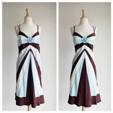 VINTAGE | Y2K Multicolor Linen Blend Strappy Dress