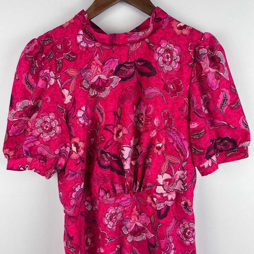 Julia Jordan Pink Floral Puff Sleeve Midi Dress S… - image 3