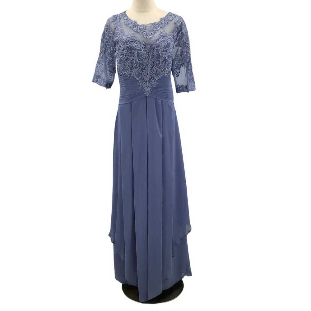 PARTY GUEST SZ 16 1X plus blue embroidered pleate… - image 1