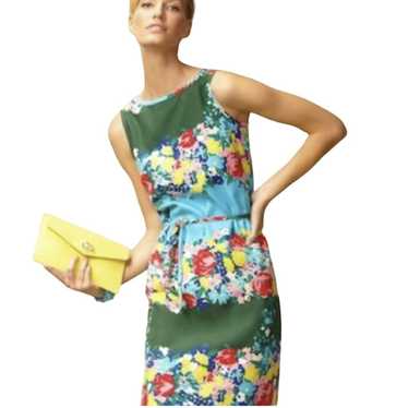 Talbots Bright Floral Green Sleeveless Midi Sheat… - image 1