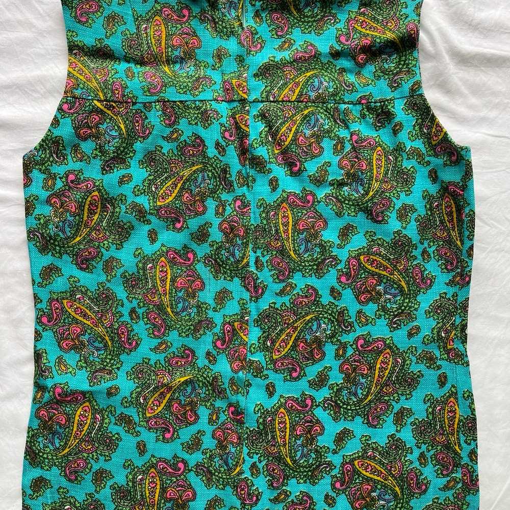 60s rare vintage Green paisley midi dress Mod Gro… - image 6