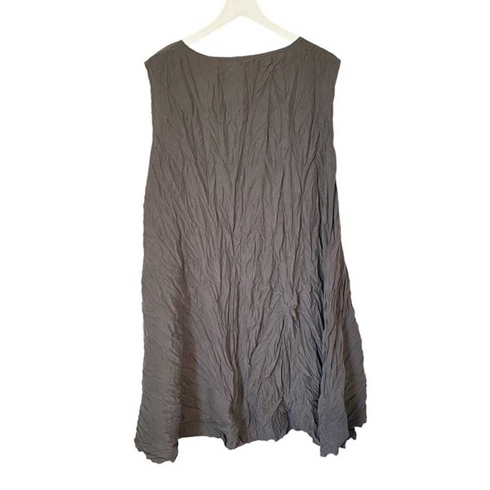 Garnet Hill Gray 100% Silk Crinkle A-line Dress M… - image 3