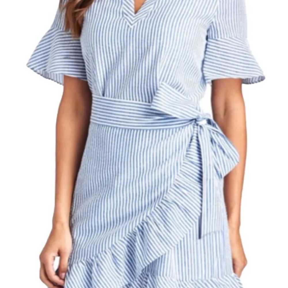 Vineyard Vines Seersucker Wrap ruffle cotton Dres… - image 10