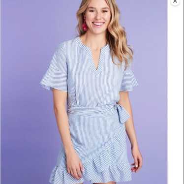 Vineyard Vines Seersucker Wrap ruffle cotton Dres… - image 1