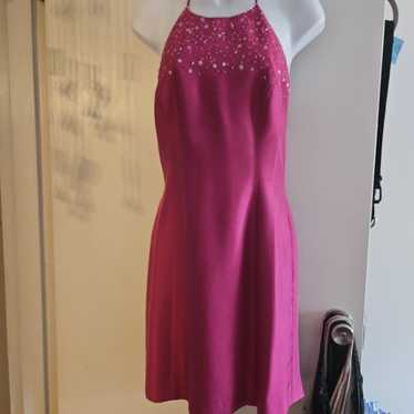NWOT 100% Silk Embellished brightpink  Dress