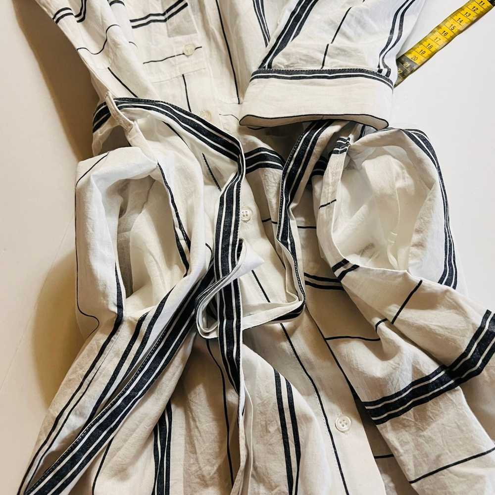 Ecru Multi Striped Button Up Shirt Dress Size XS … - image 6
