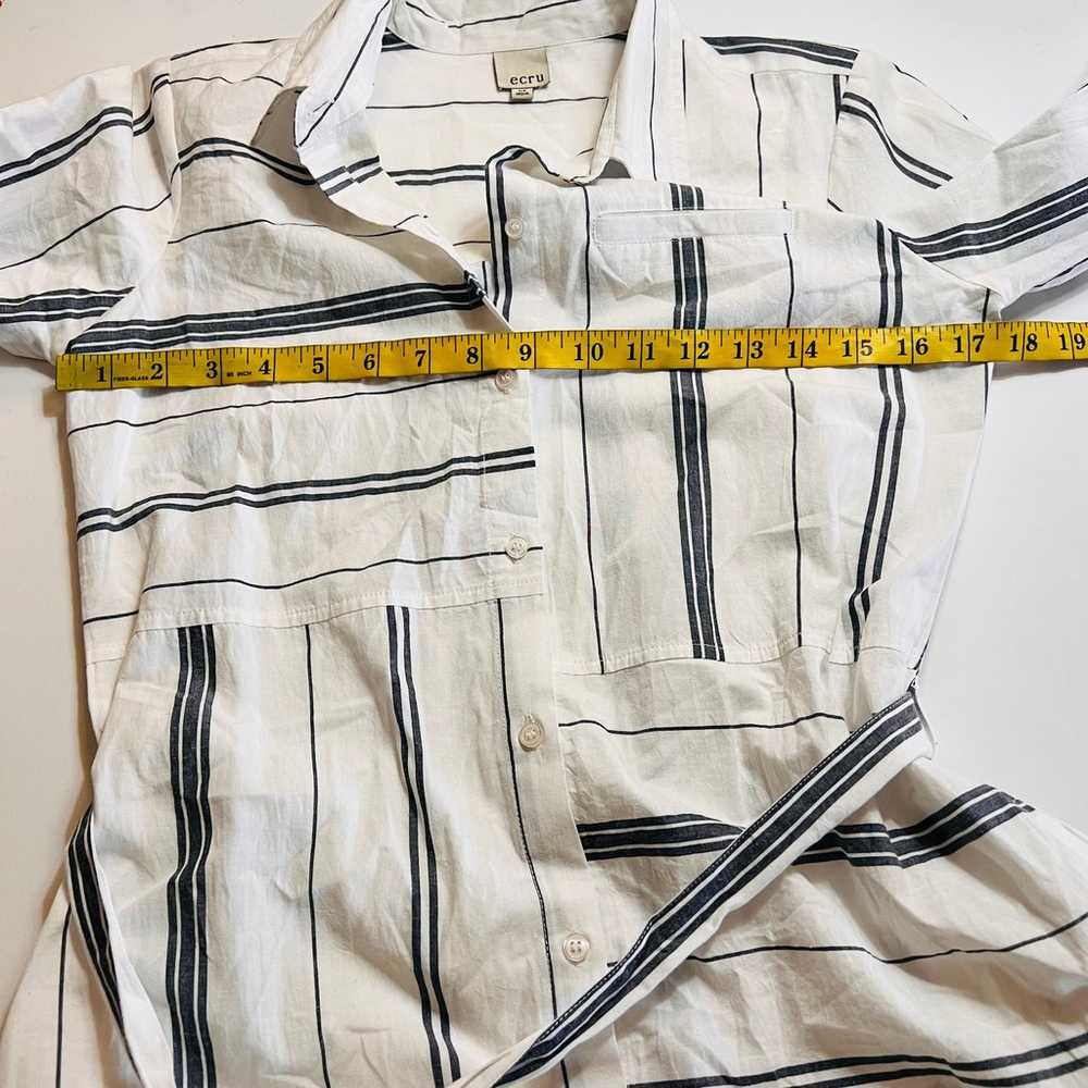 Ecru Multi Striped Button Up Shirt Dress Size XS … - image 7