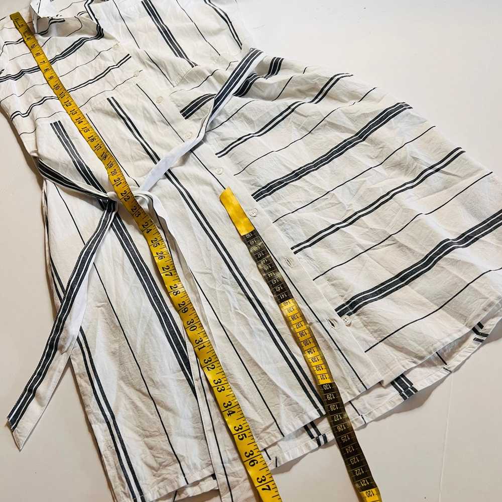 Ecru Multi Striped Button Up Shirt Dress Size XS … - image 9
