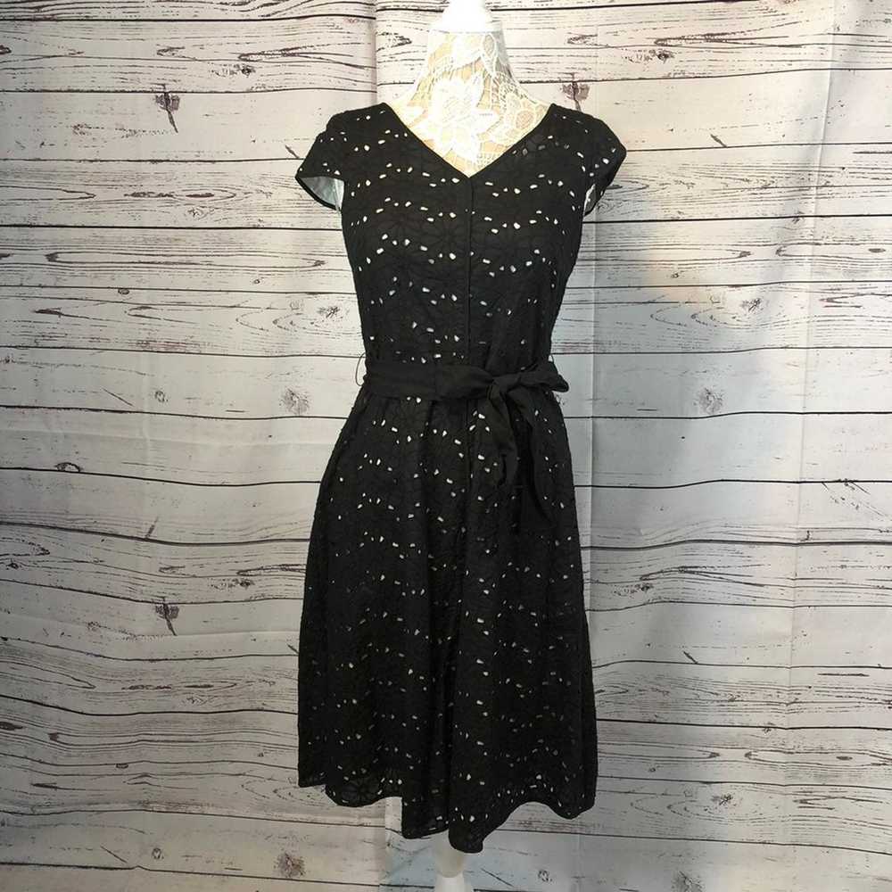 TALBOTS Black Daisy Eyelet Dress with white under… - image 2