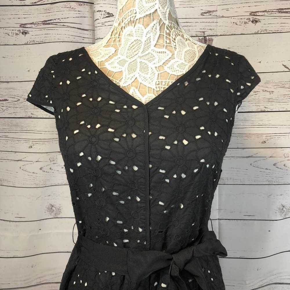 TALBOTS Black Daisy Eyelet Dress with white under… - image 4