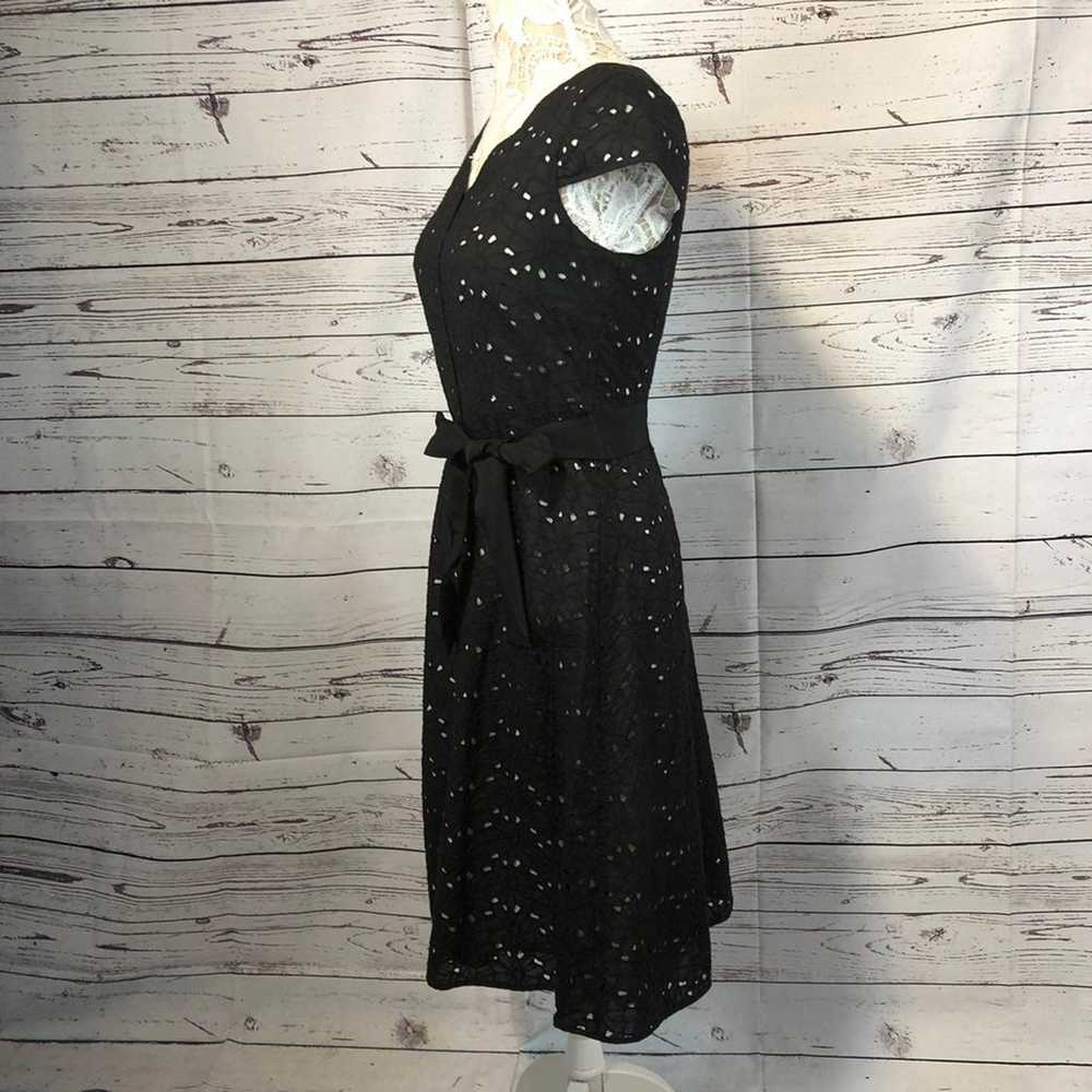 TALBOTS Black Daisy Eyelet Dress with white under… - image 8