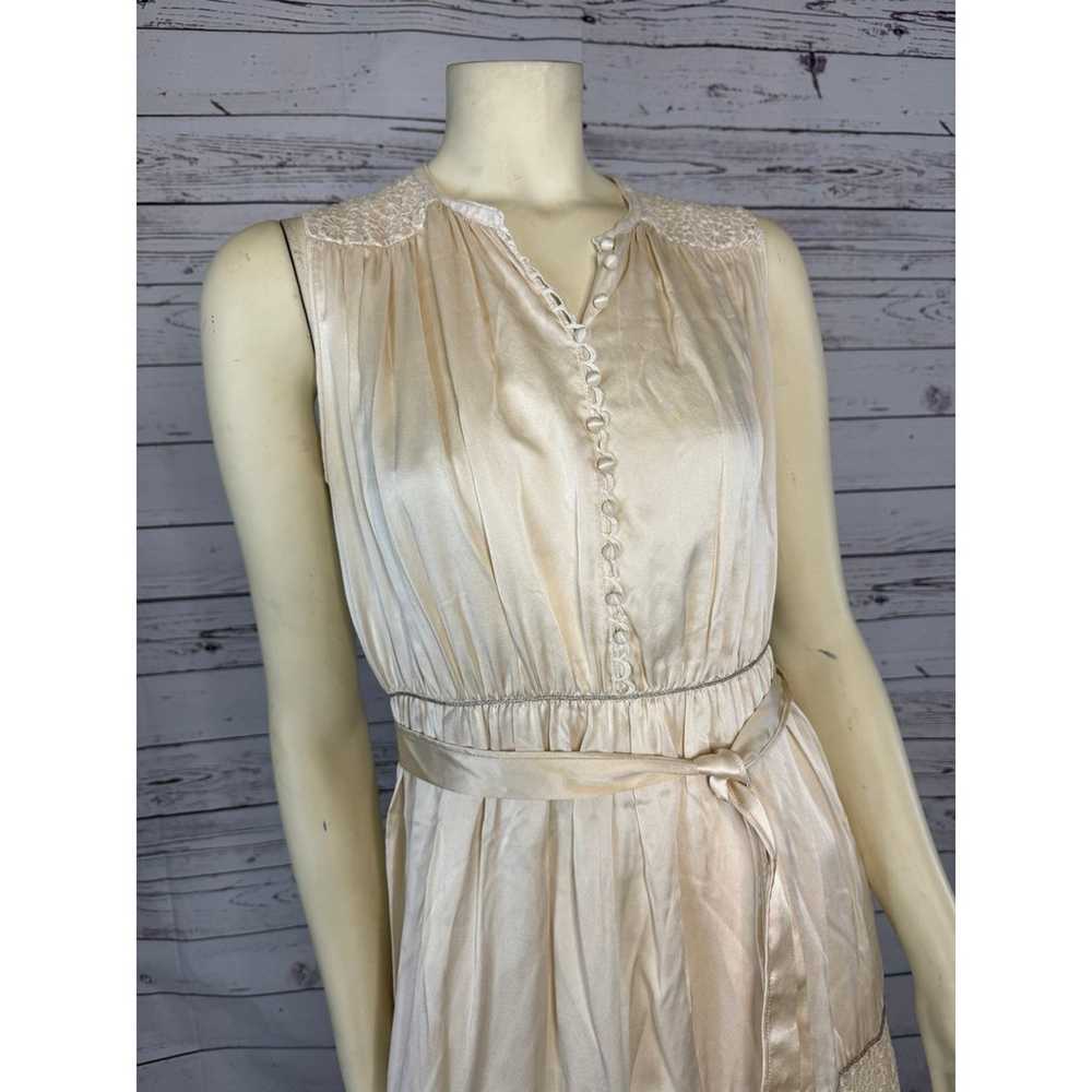 Hanii Y cream Silk sleeveless belted dress button… - image 3