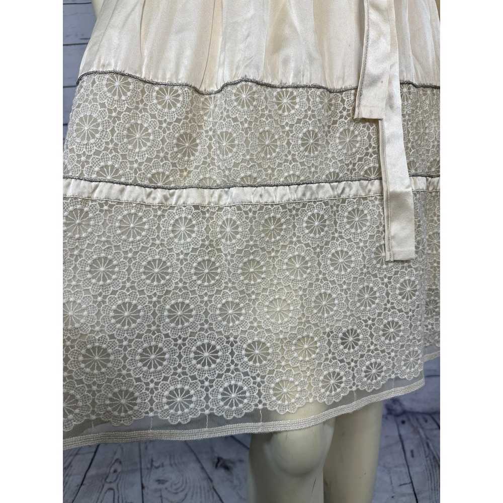 Hanii Y cream Silk sleeveless belted dress button… - image 7