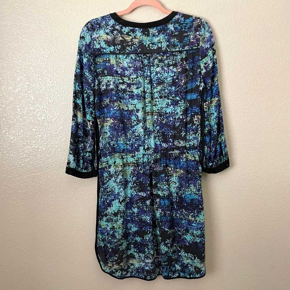 Parker Dress Womens Large Black Blue Mini 100% Si… - image 10