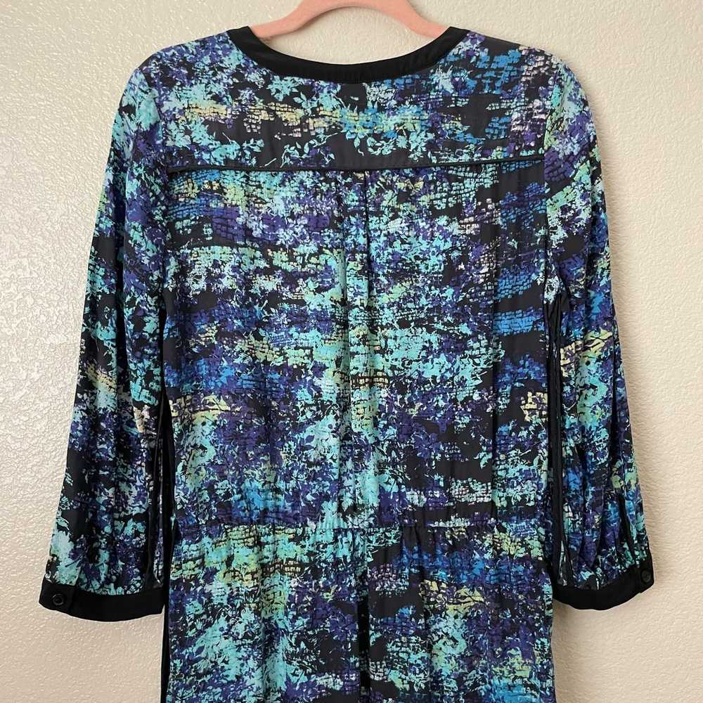 Parker Dress Womens Large Black Blue Mini 100% Si… - image 9