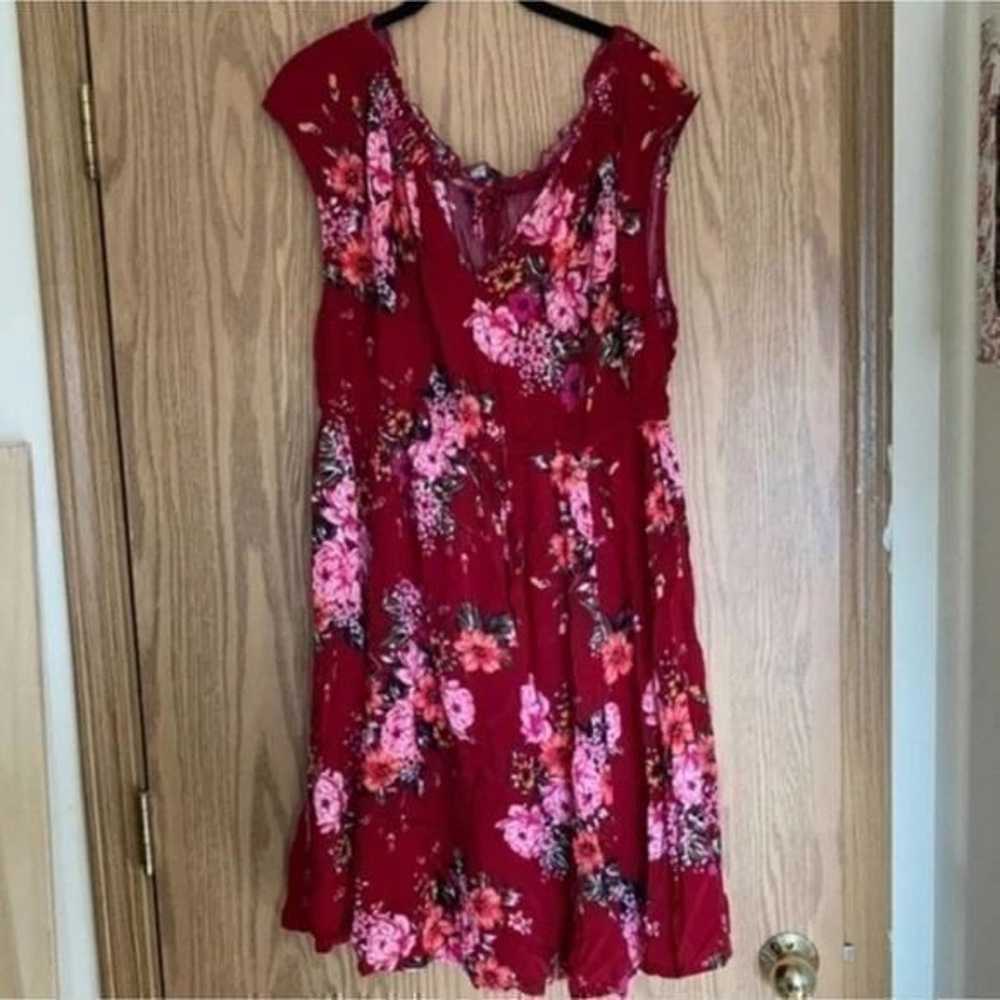 Torrid RED FLORAL CHALLIS MINI skater DRESS plus … - image 3