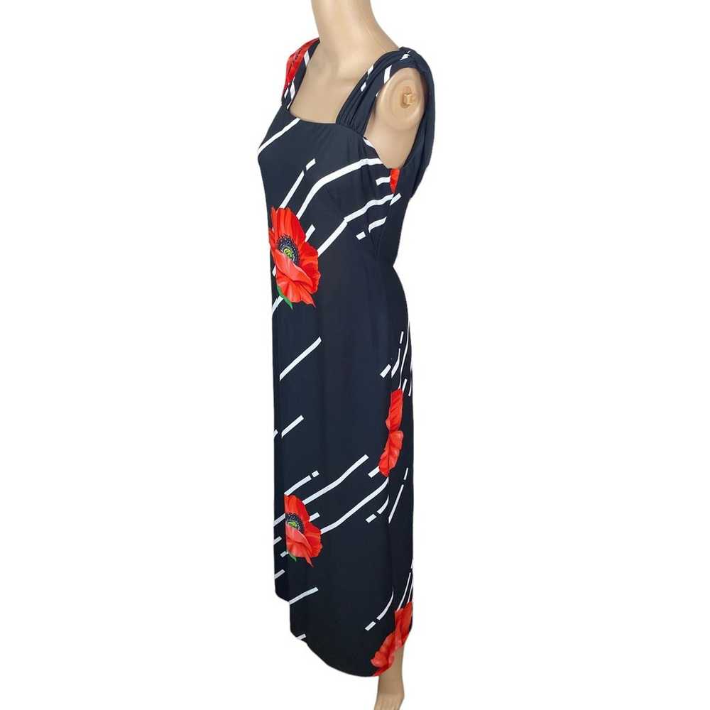 Vtg 60s Mary Martin Florida Black Red Floral Popp… - image 2