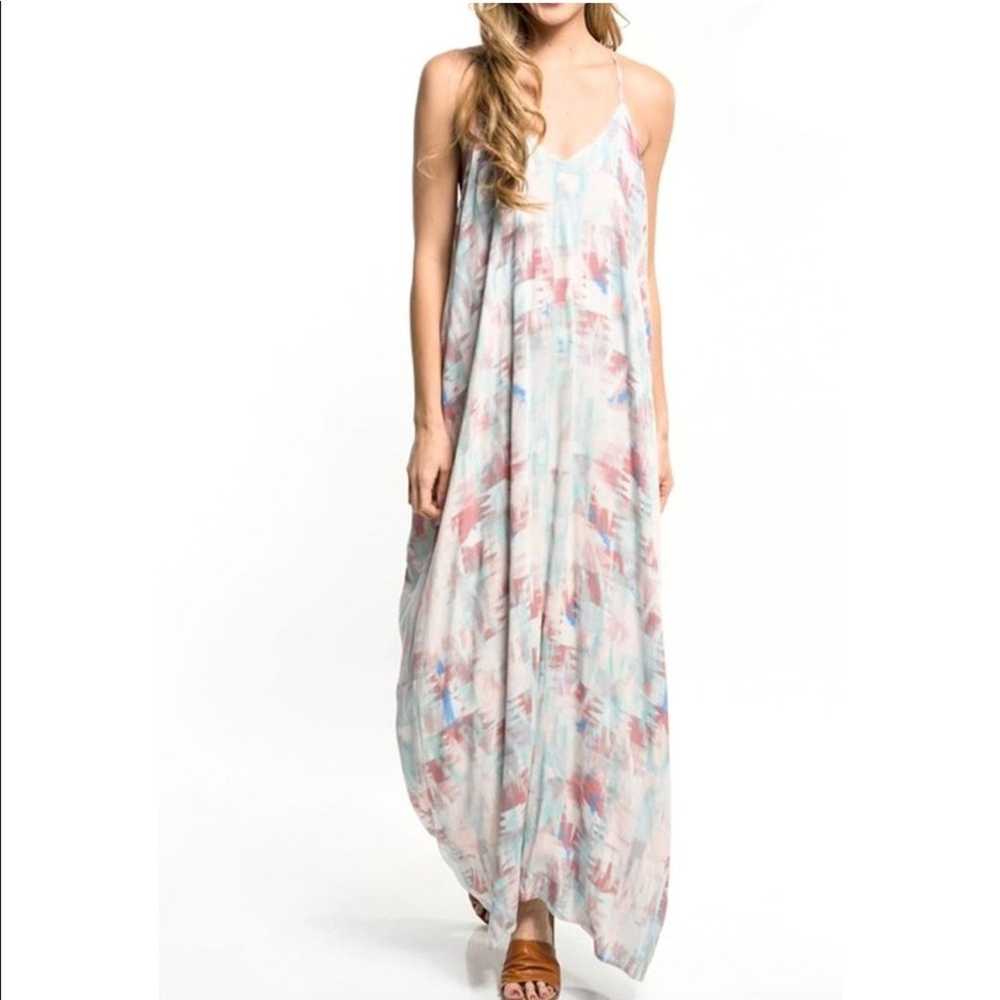 LoveStitch Draped Back Abstract Printed Maxi Dress - image 1