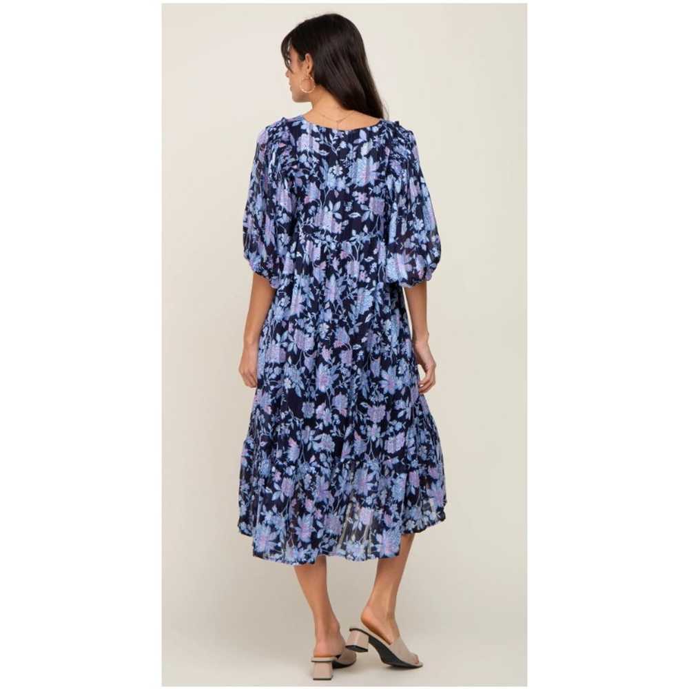 Pinkblush Navy Floral V-Neck Shimmer Midi Dress S… - image 8