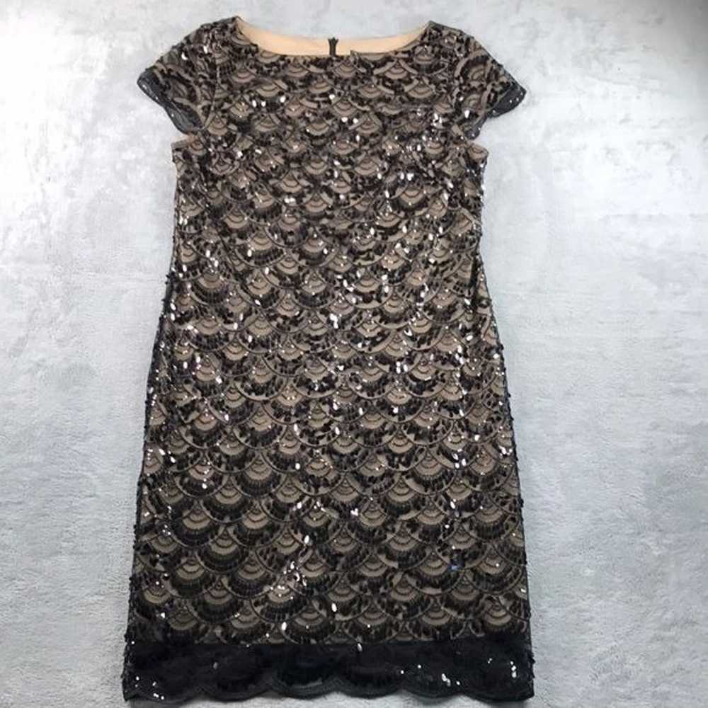 Jessica Howard Sequin Black Lace Short Sleeve Dre… - image 1