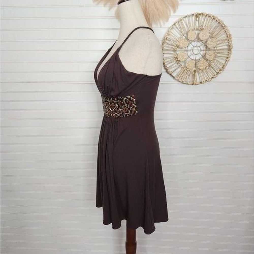 SKY Brand Brown Leopard Rhinestone Halter Dress M… - image 3