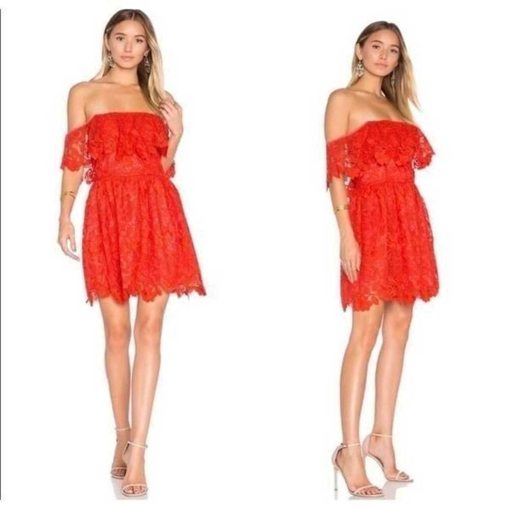 Lovers & Friends Revolve red off the shoulder lac… - image 1