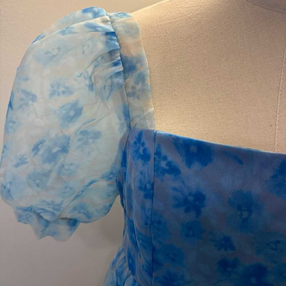 TCEC Large Blue Floral Organza Baby Doll Mini Dre… - image 3