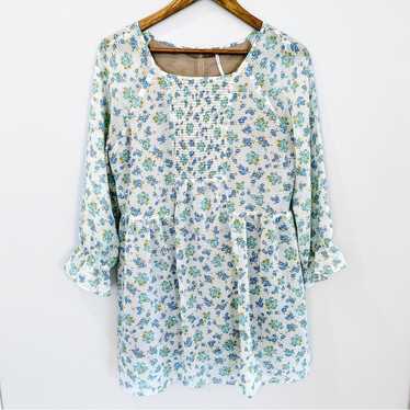 Free People Floral Smocked Babydoll Dress Size 10 - image 1