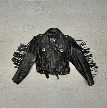 Genuine Leather × Vintage VTG Fringed Black Genuin