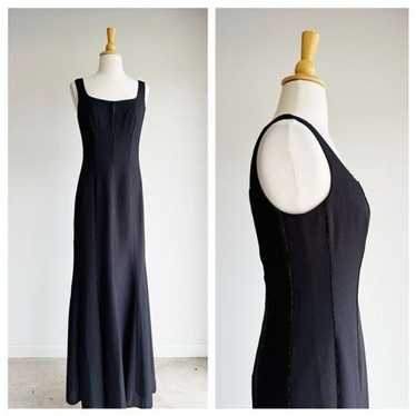 VINTAGE | Black Trumpet Silhouette Beaded Dress |… - image 1
