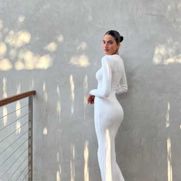 Skims White Lounge Long Sleeve Dress M - image 1