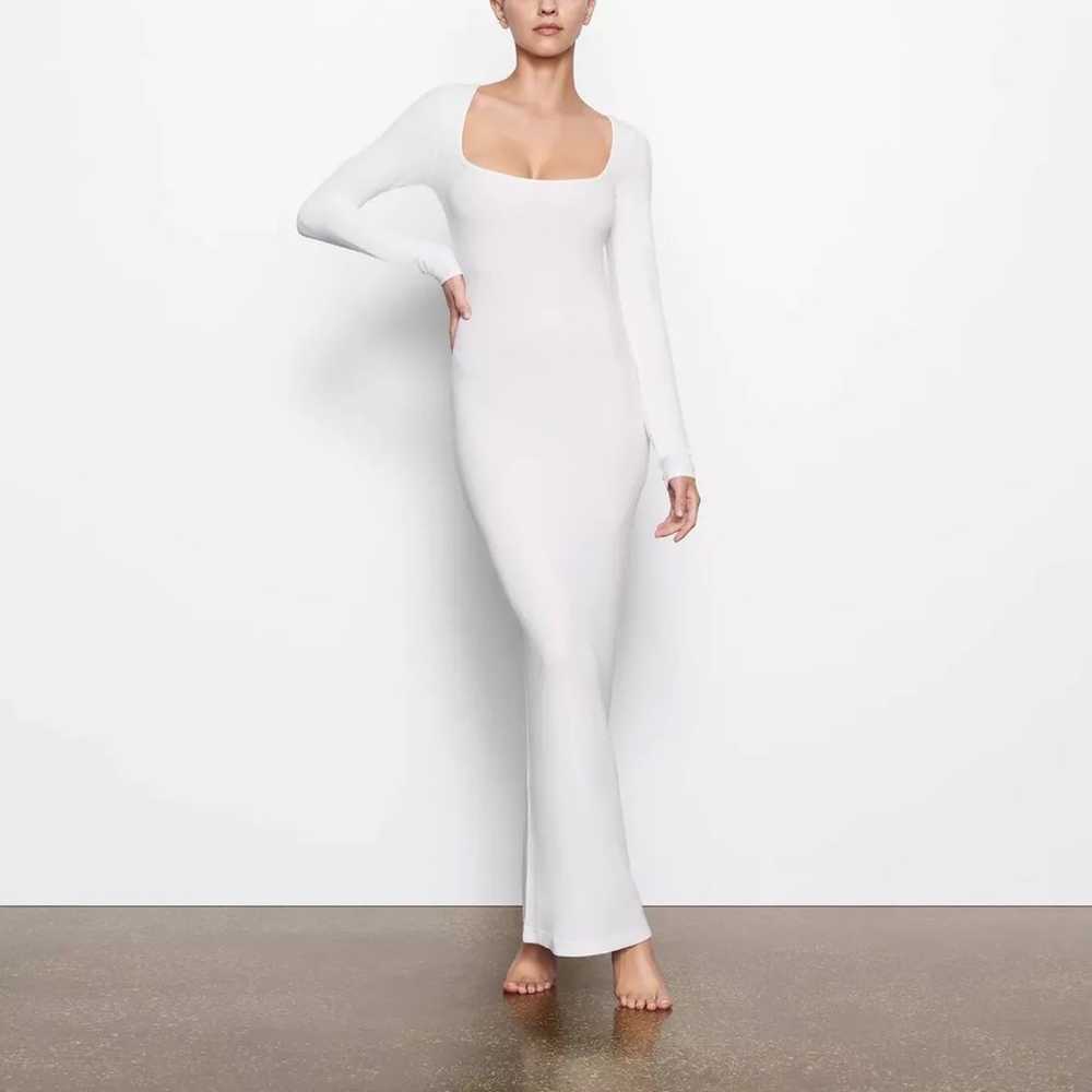 Skims White Lounge Long Sleeve Dress M - image 2
