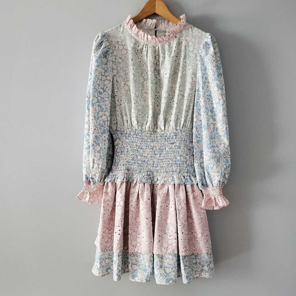 Stellah Long Sleeve Multi Floral Mini Dress Size L - image 3