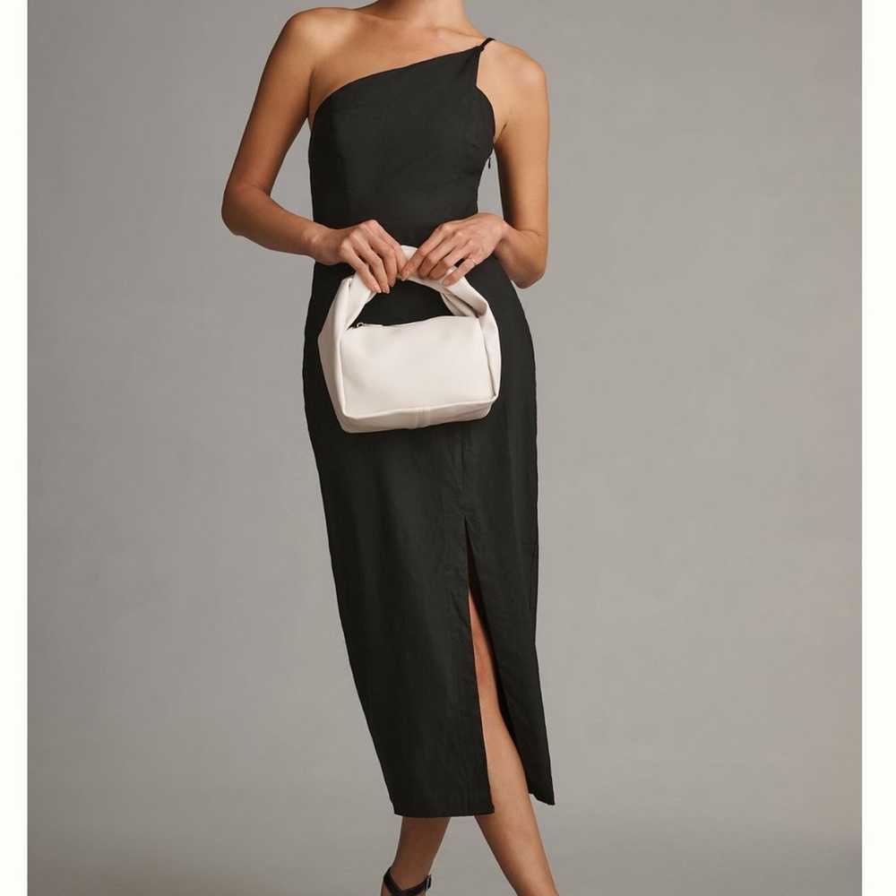 Anthropologie One-Shoulder Slim Midi Dress Black … - image 2