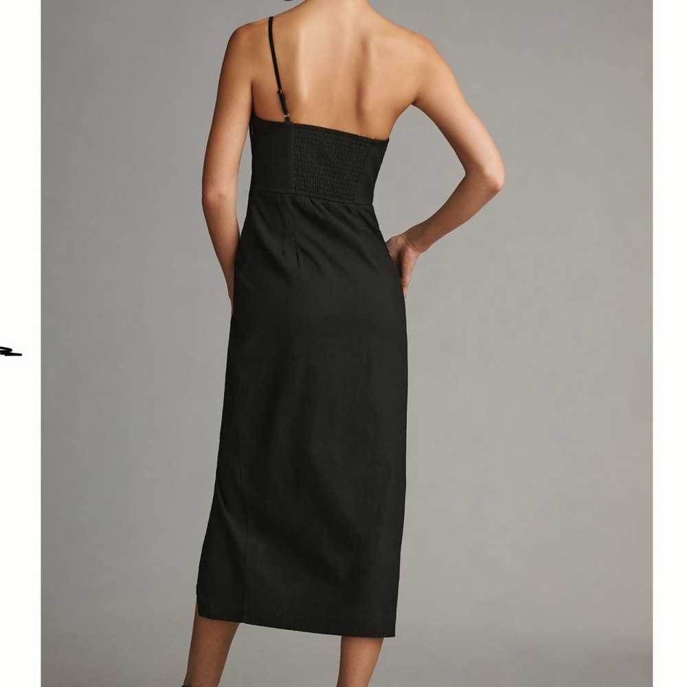 Anthropologie One-Shoulder Slim Midi Dress Black … - image 3