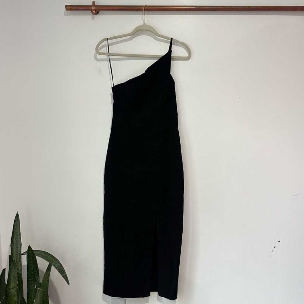 Anthropologie One-Shoulder Slim Midi Dress Black … - image 4